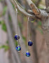 Blue Pottery 2 beads With Metal Chain Earring (Blue Base With Turquoise Flower)